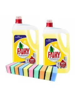 Zestaw Fairy 2x Płyn do mycia naczyń Lemon 5l + 10 zmywaków