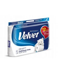 Velvet Delikatnie biały papier toaletowy 12 rolek