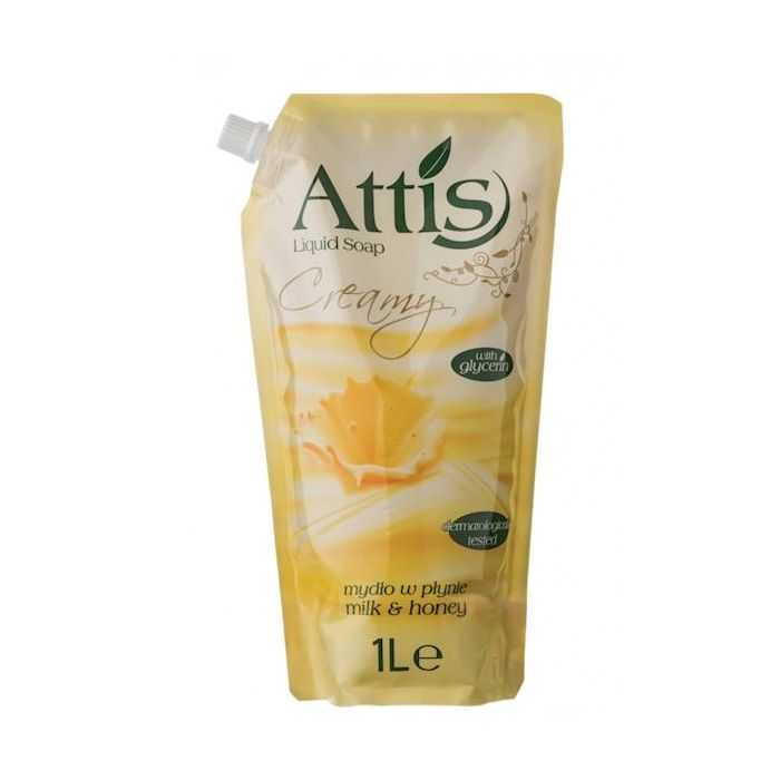 ATTIS  1,0 L MYDŁO W PINIER ZAPAS  MILK & HONEY