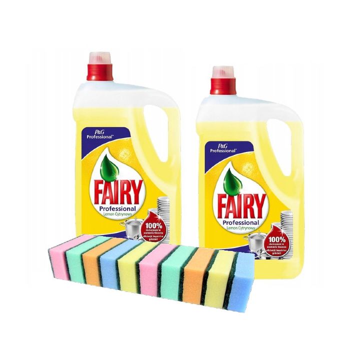 Zestaw Fairy 2x Płyn do mycia naczyń Lemon 5l + 10 zmywaków