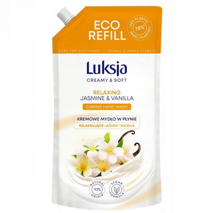 LUKSJA MYDŁO W PŁYNIE ZAPAS  900ML ESSENCE JASMIN&VANILLA