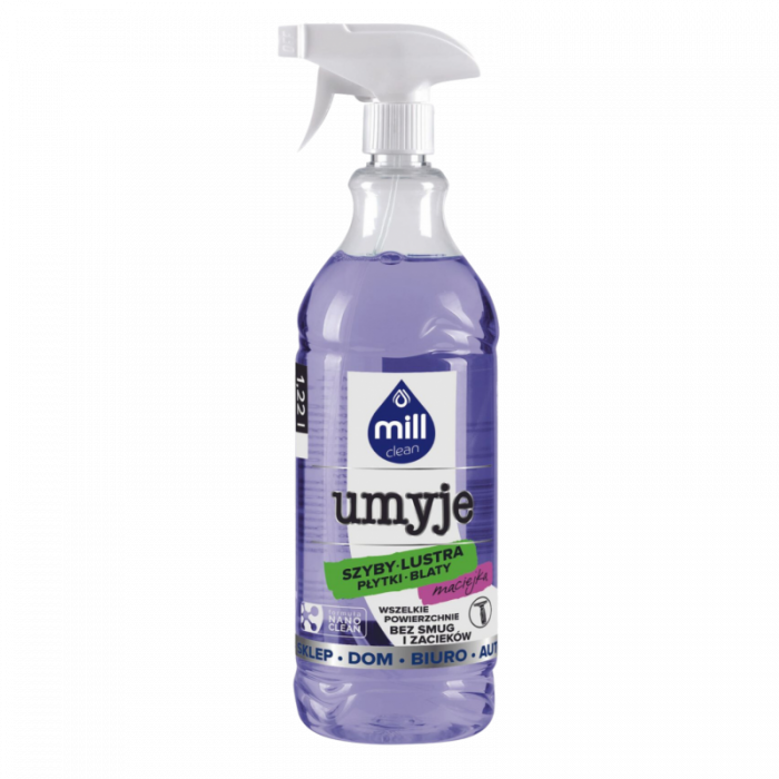 MILL clean UMYJE – płyn do mycia szyb, luster, glazury – maciejka  1,22L