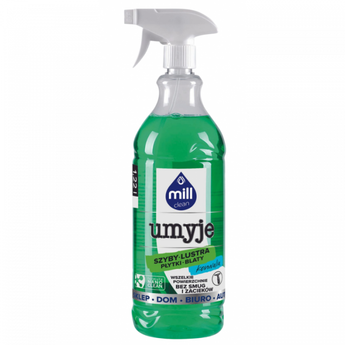 MILL clean UMYJE – płyn do mycia szyb, luster, glazury – konwalia 1,22 l