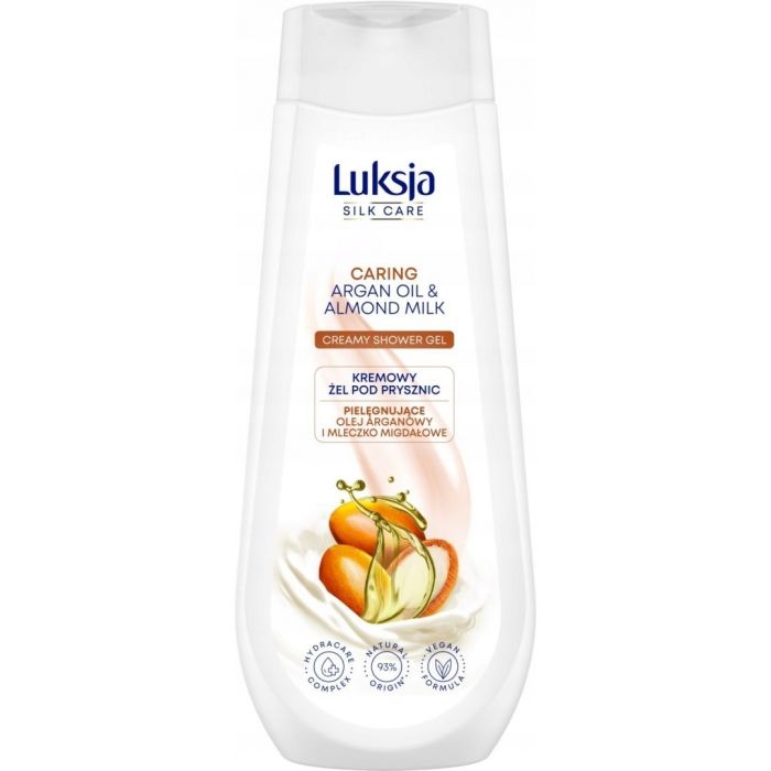 Luksja Silk Care Kremowy żel pod prysznic pielęgnujące olej arganowy i mleczko migdałowe 500 ml