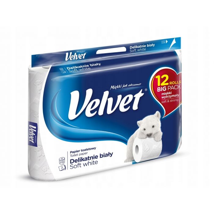 Velvet Delikatnie biały papier toaletowy 12 rolek